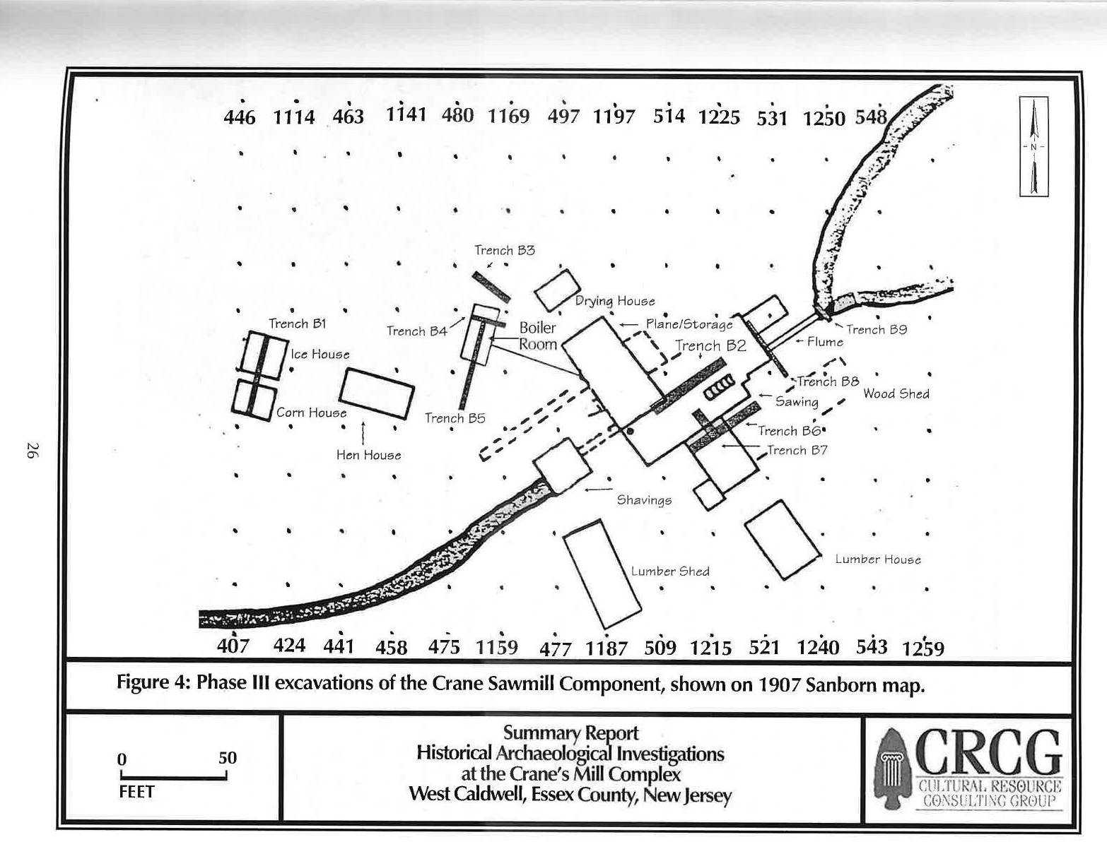 Map of Crane Sawmill excavation site.