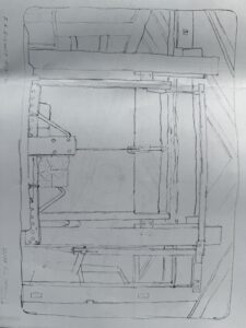 Technical drawing of a machine structure.