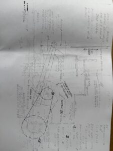 Hand-drawn engineering sketch with annotations.